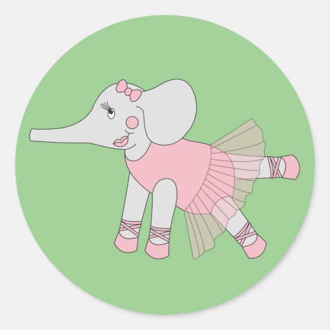 Sticker Rond illusima Ballerina Elephant Vert (Devant)
