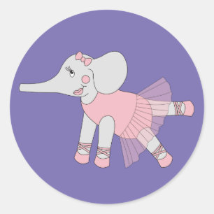 Sticker Rond illusima Ballerina Elephant violet