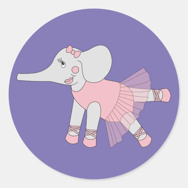 Sticker Rond illusima Ballerina Elephant violet (Devant)
