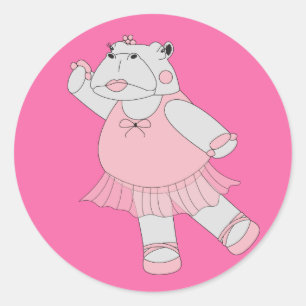 Sticker Rond illusima Ballerina Hippo