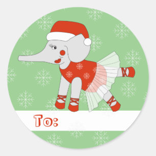 Sticker Rond illusima Ballet Éléphant Noël Flocon de Neige Vert