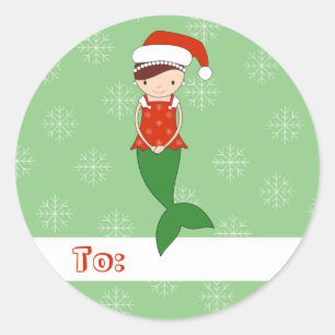 Sticker Rond illusima Ballet Mermaid Noël Flocons de Neige Vert