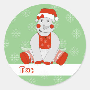 Sticker Rond illusima Ballet Rhino Noël Flocons de Neige Vert