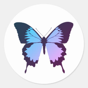 Sticker Rond illusima Dégradé Papillon Bleu Violet Blanc