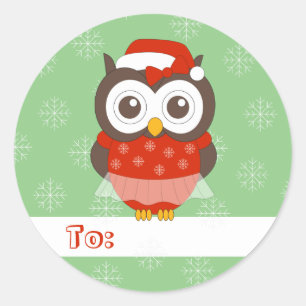 Sticker Rond illusima Owl Ballerina Christmas Snowflakes Green