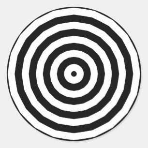Sticker Rond Illusion d'optique de cercles concentriques noir e