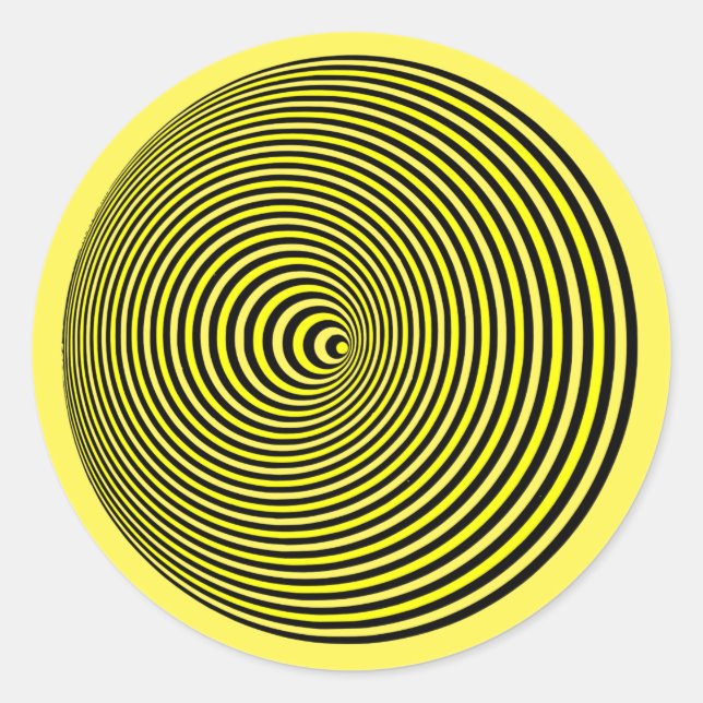 Sticker Rond illusion optique 3D Cercle vibré jaune (Devant)