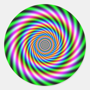 Sticker Rond Illusion optique rose verdâtre