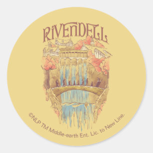 Sticker Rond Illustration aquarelle de la Fellowship de RIVENDE