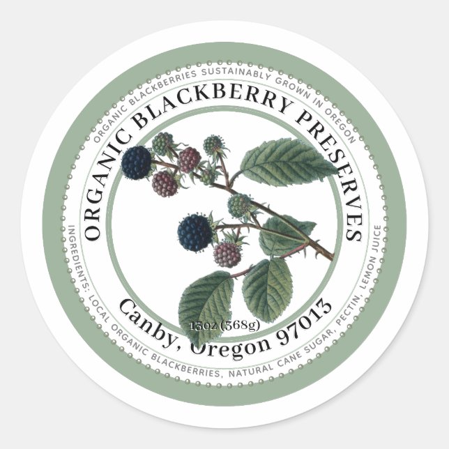 Sticker Rond Illustration Blackberry Jam Vintage Blackberry (Devant)