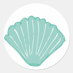 Sticker Rond Illustration Blue Seashell