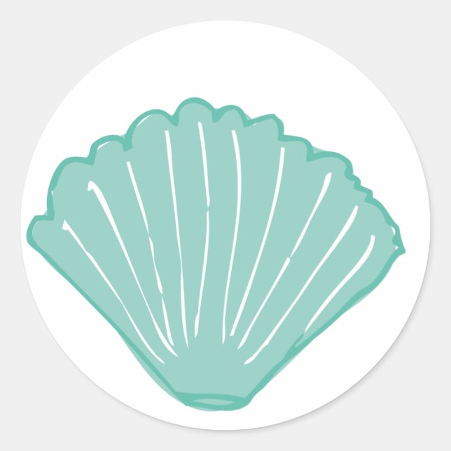 Sticker Rond Illustration Blue Seashell (Devant)