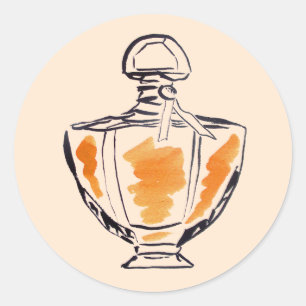 Sticker Rond Illustration d'aquarelle de mode de bouteille de p