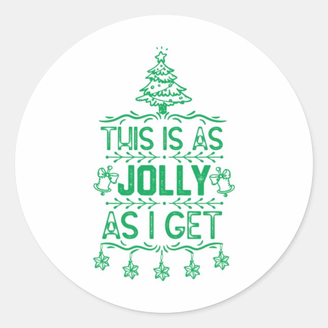 Sticker Rond Illustration d'arbre de Noël Drôle Noël Dire pour (Devant)