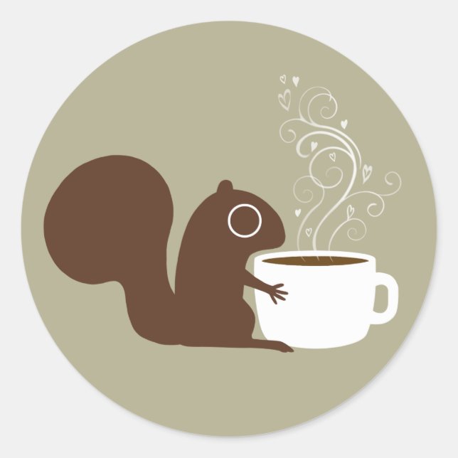 Sticker Rond Illustration d'art animal amusant de l'amateur de  (Devant)