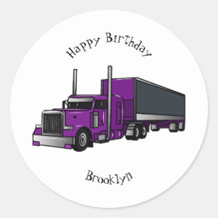 Sticker Rond Illustration de camion semi-remorque