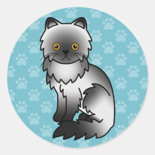 Sticker Rond Illustration de chat de race persane à couleur de