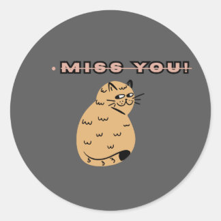 Sticker Rond Illustration de chat mignon qui me manque | Chat t