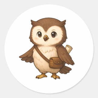 Sticker Rond Illustration de chouette mignonne – Okojo et ses a