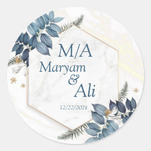 Sticker Rond Illustration de congé du cadre d'or Hexagon