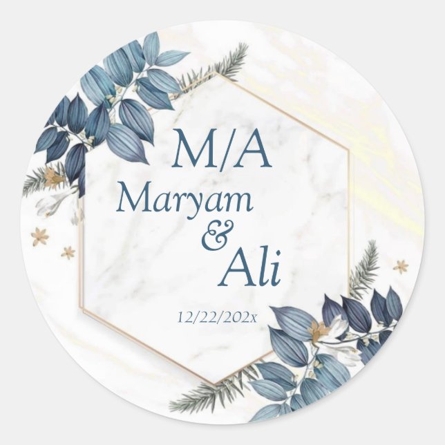 Sticker Rond Illustration de congé du cadre d'or Hexagon (Devant)