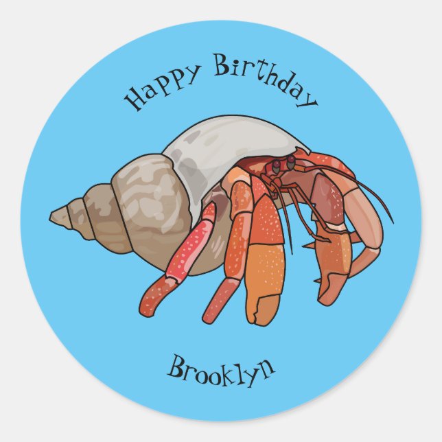 Sticker Rond Illustration de crabe ermite (Devant)