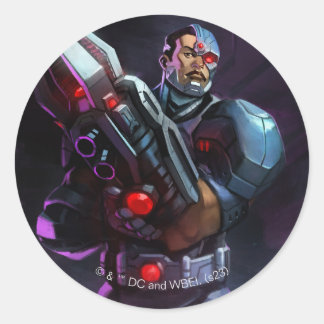 Sticker Rond Illustration de Cyborg en crise infinie