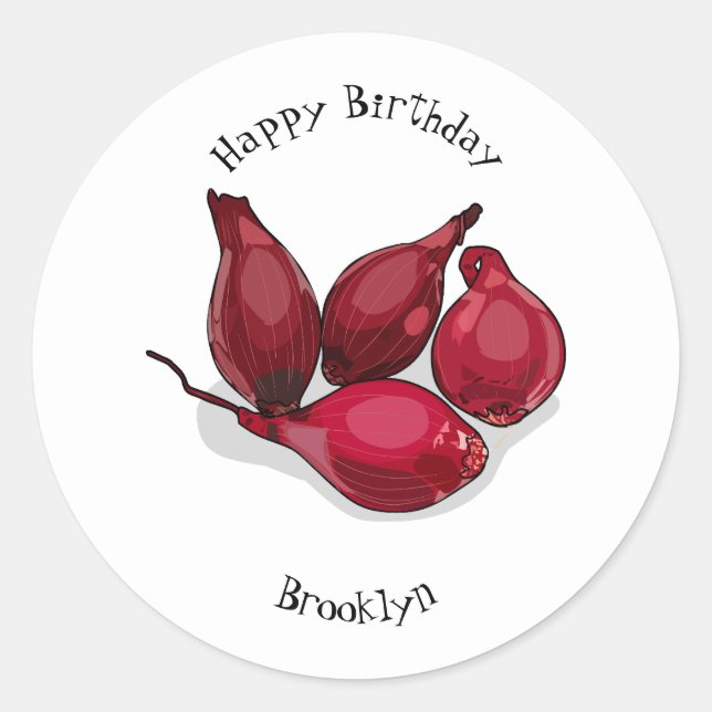 Sticker Rond Illustration de dessin animé Shallot (Devant)