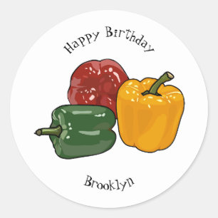 Sticker Rond Illustration de dessin de Capsicum