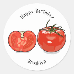 Sticker Rond Illustration de dessin sur la tomate
