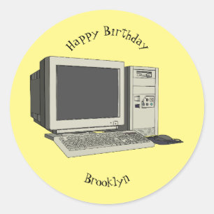 Sticker Rond Illustration de dessin sur ordinateur