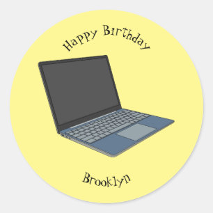 Sticker Rond Illustration de dessin sur ordinateur portable