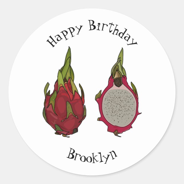 Sticker Rond Illustration de dragon fruit (Devant)