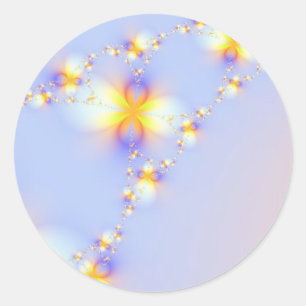 Sticker Rond Illustration de fleur fractale 3D générée par ordi