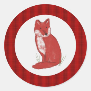 Sticker Rond Illustration de Fox rouge avec l'autocollant de