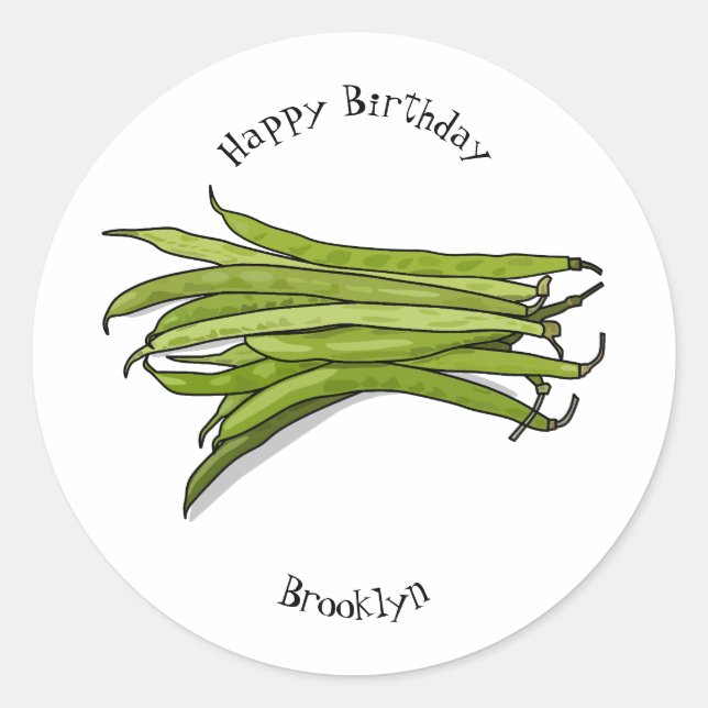 Sticker Rond Illustration de haricots verts (Devant)