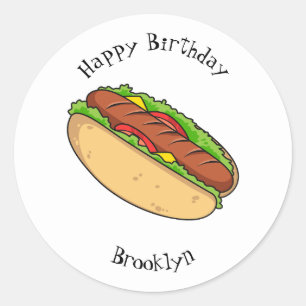 Sticker Rond Illustration de Hot dog