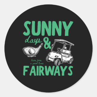 Sticker Rond Illustration de Journées Ensoleillées et Fairways