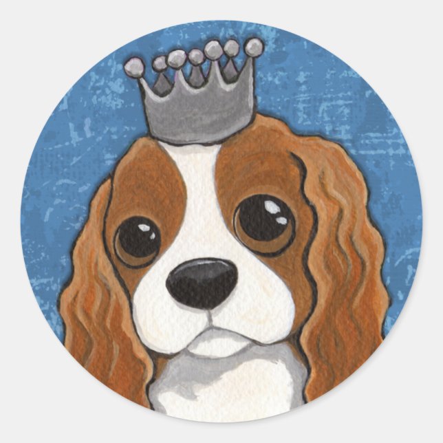 Sticker Rond Illustration de King Charles Spaniel Dog (Devant)