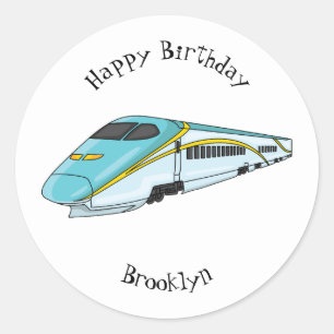Sticker Rond Illustration de la bande dessinée d'un train à bal