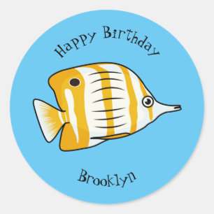 Sticker Rond Illustration de la caricature du poisson papillon 