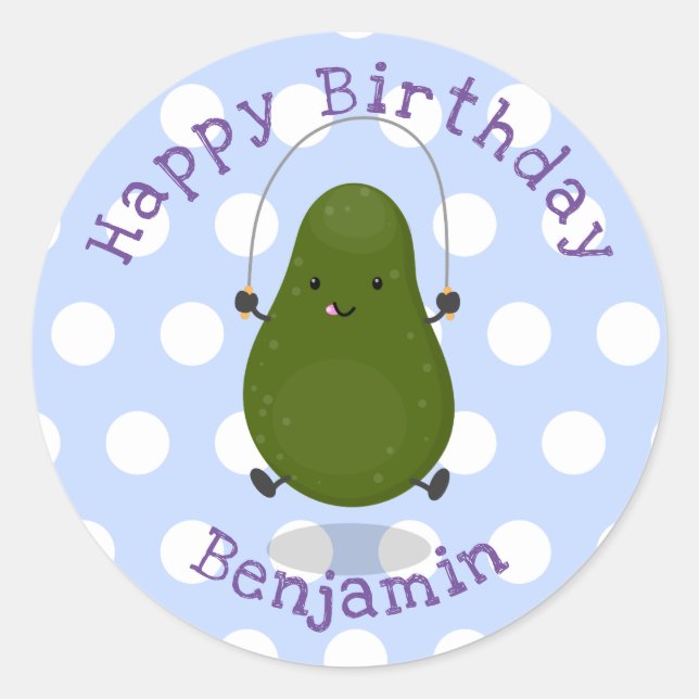 Sticker Rond Illustration de la corde à sauter à l'avocat migno (Devant)