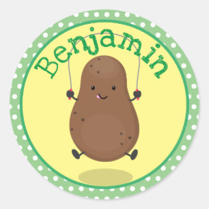 Sticker Rond Illustration de la corde à sauter de la pomme de t