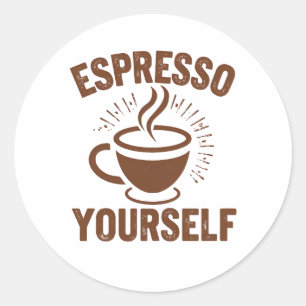 Sticker Rond Illustration de la coupe d'expresso à vapeur
