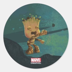 Sticker Rond Illustration de la danse de la grotte