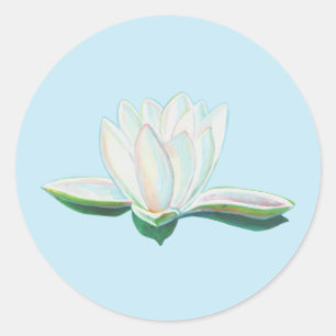 Sticker Rond Illustration de la fleur de lotus blanc