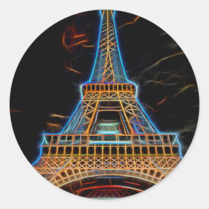 Sticker Rond Illustration de la Tour Eiffel - Paris, France