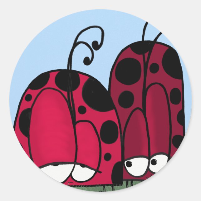 Sticker Rond Illustration de Ladybug d'amour non demandé (Devant)