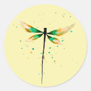 Sticker Rond Illustration de l'aquarelle mignonne du libellule