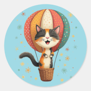Sticker Rond Illustration de l'aventure de Calico Cat